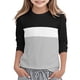 thumbnail image 4 of Blusas y camisas de manga corta con cuello redondo para verano y primavera, moda para niños pequeños, blusa lisa con cuello redondo y manga 3/4 para mujer, blusa de poliéster para niños, 4 of 5