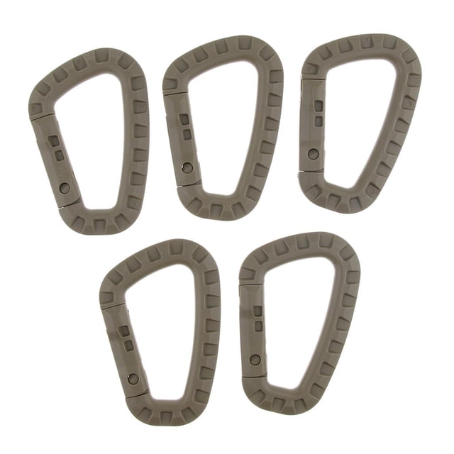 5 piezas para acampar al aire libre con hebilla de mosquetón para mochila con correas de plástico D-Molle marrón Sharpla Clip de mosquetón para llavero