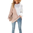 thumbnail image 1 of Qiylii Women Color Block Sweater, Long Sleeve O-Neck Loose Knitted Tops, 1 of 9