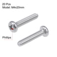 thumbnail image 2 of Unique Bargains M4x20mm Machine Screws Pan Phillips Cross Head Screw Fasteners Bolts 20Pcs, 2 of 3