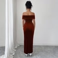 thumbnail image 4 of Laqbezok Women's Off-The-Shoulder Velvet Midi Dress, Sexy Ruched Bodycon Evening Gown, Elegant Asymmetrical Tulip Hem Cocktail Party Wedding Guest Dress, 4 of 5