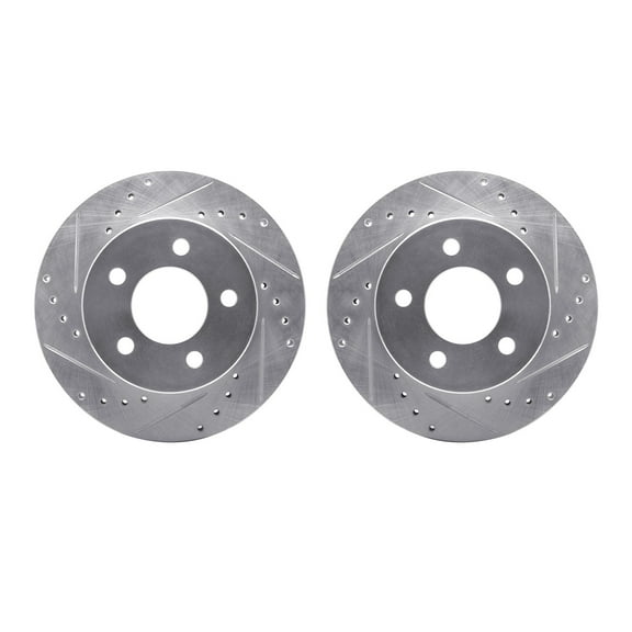 Dynamic Friction Company Front Brake Rotors-Drilled and Slotted-Silver 7002-42011