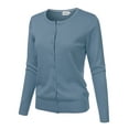 thumbnail image 4 of NINEXIS Womens Basic Crew Neck Long Sleeve Button Down Cardigan, 4 of 4
