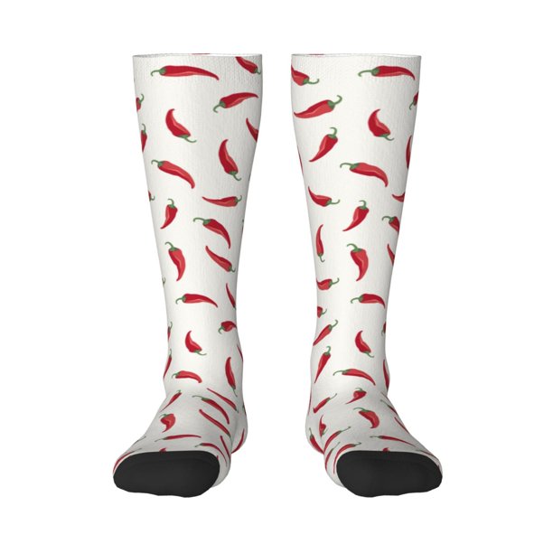 Fotbe Chili Calcetas Divertidas Estampadas para Hombre y Mujer, Calcetas de Algodón hasta la Rodilla para Caminar, Correr, Enfermería y Embarazo