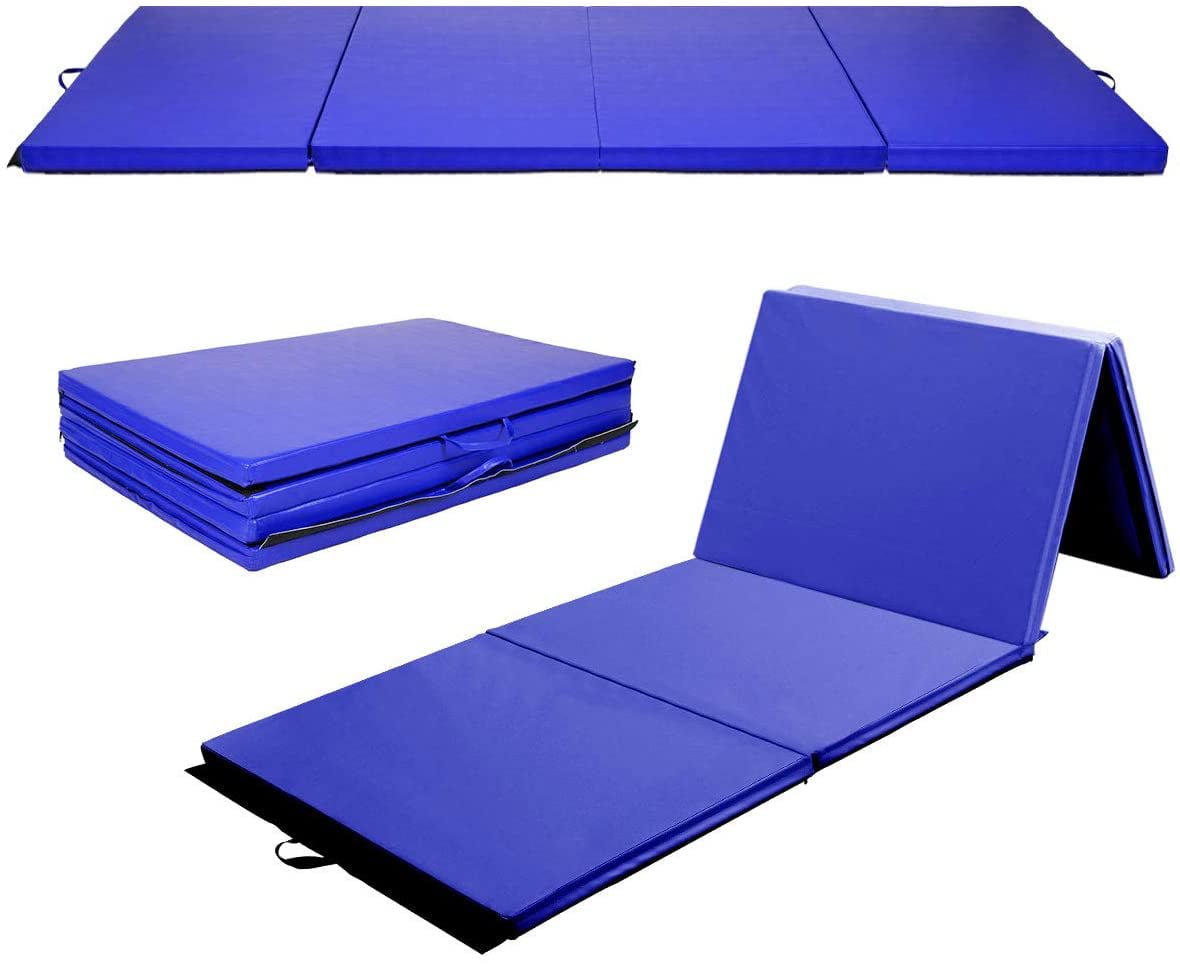 Blue 4'x8'x2" Folding Gymnastics Mat Workout Fitness Yoga Stretching Tumble Mat 