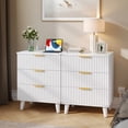 thumbnail image 5 of Aufeile Nightstand with Charging Station, 3 Drawer Nightstand for Bedroom, Fluted Bedside Table with USB Ports, Modern Wood Bedroom Side Table with Drawers, White, 5 of 7
