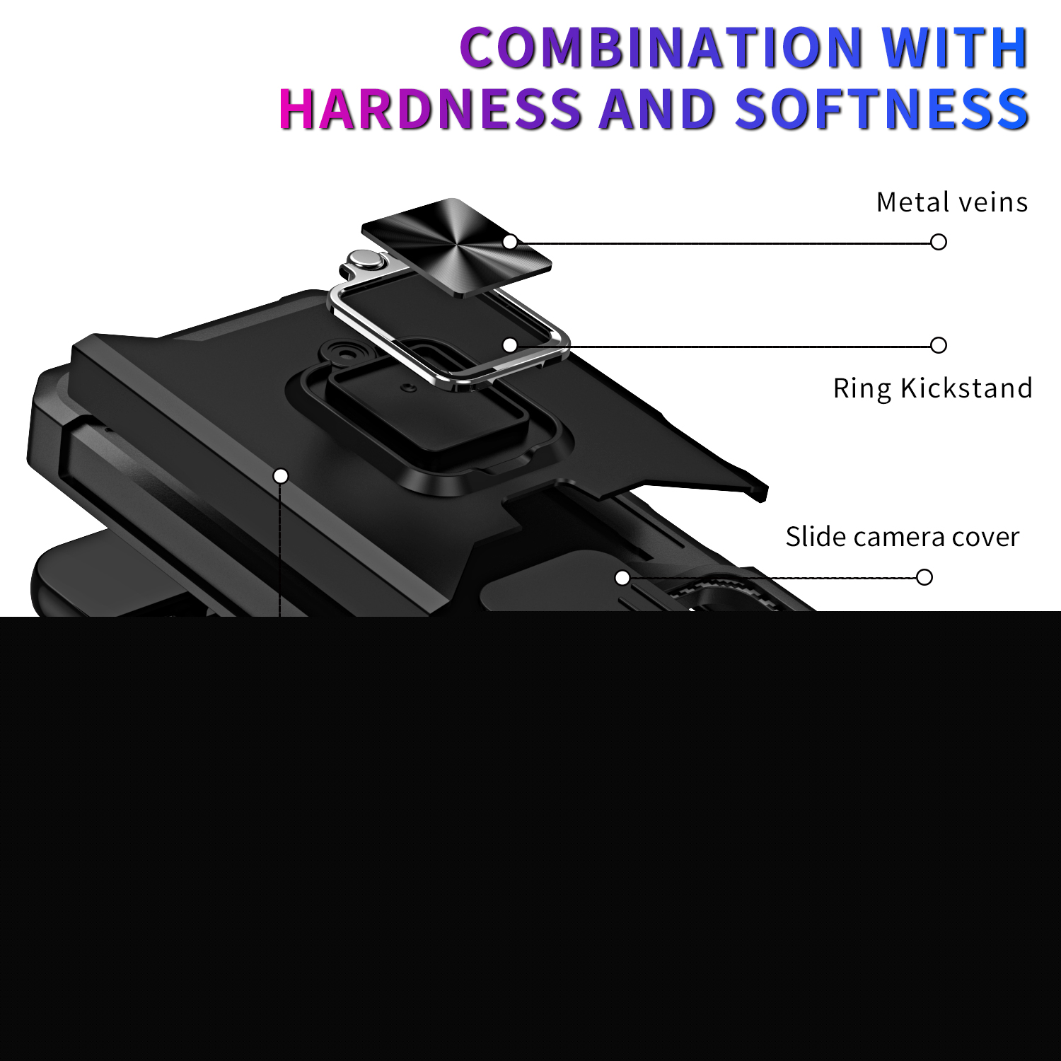 thumbnail image 4 of for Samsung Galaxy S24 FE Case with Card Holder Slot & Camera Lens Slide Protection & 360 Ring Holder Kickstand, Magnetic Shockproof Rugged Hard Back & TPU Soft Edge Wallet Phone Case,Navy, 4 of 7