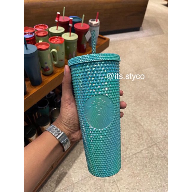 Vaso STARBUCKS BLING 2023 edición limitada exclusiva BLING pistacho BLING mostaza BLING turquesa gelatina naranja BLING