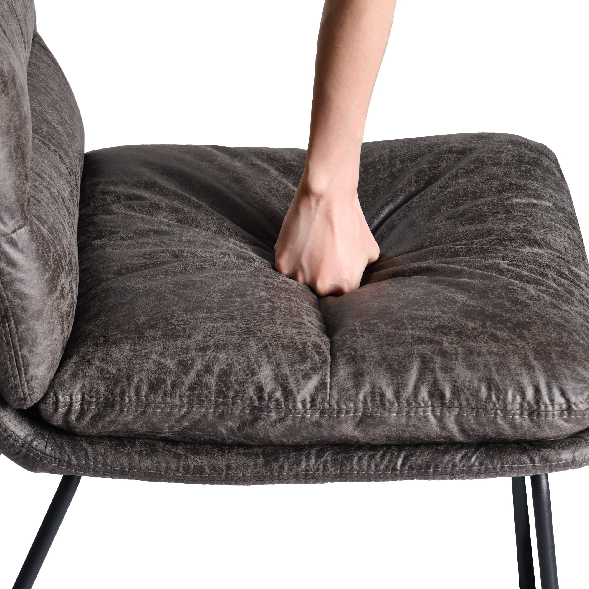 Homy Casa - Ensemble de 2 chaises de salle à manger rembourrées grises avec assise moelleuse et structure métallique antidérapante