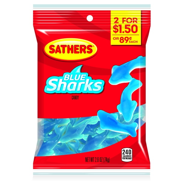 Sathers Gummello Blue Sharks Gummy Candy, 2.6 Oz