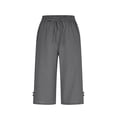 thumbnail image 3 of Women's Drawstring Capris with Pockets Elastic Waist Split Wide Leg Linen Capri Pants for Lounge Beach Summer (XL, Gray), 3 of 8