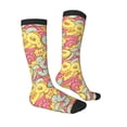 thumbnail image 3 of Picia Women Crew Soft Moisture-wicking Socks Donut and Blue Pattern Design Cotton Socks, One Size fit All, 3 of 9