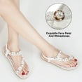thumbnail image 3 of Ecetana Womens Flat Sandals Rhinestone Pearl Beach Sandals Clip Toe Summer Sandals for Women, 3 of 5