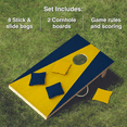 thumbnail image 3 of Wooden Cornhole Set, Navy Blue & Gold Colors, Stick & Slide Bags, 10 Pieces, 2 Boards, 8 Bean Bags, Family Games, College Games, Ages 3+ by MinnARK, 3 of 5