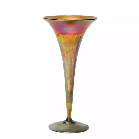 Pre-Owned Stueben Gold Aurene Glass Trumpet Vase