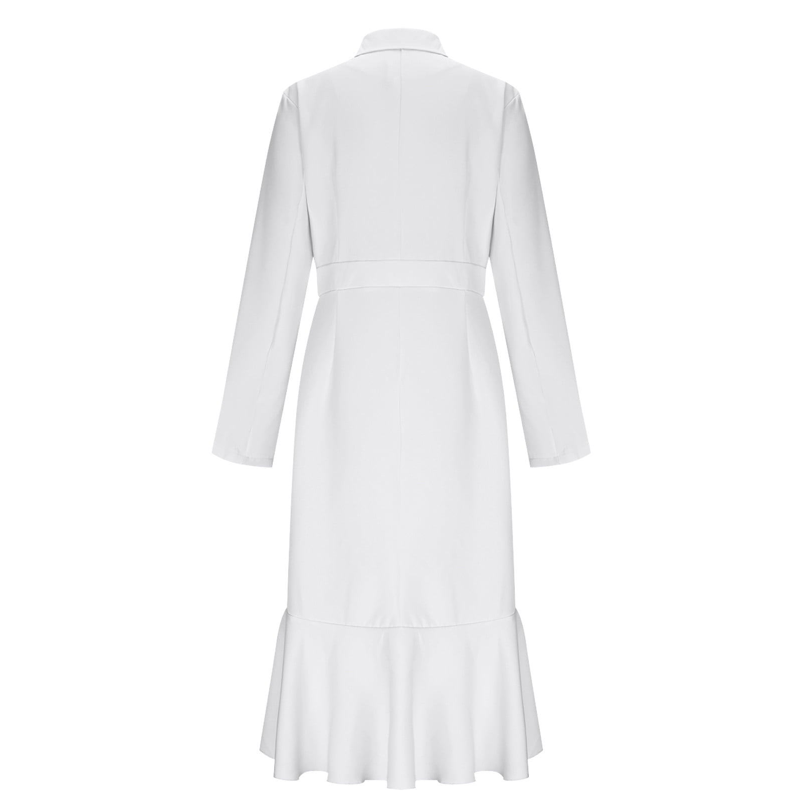 Women's Ruffle Hem Wear to Work Blazer Dresses - Elegant Long Sleeve High Low Bodycon Mermaid Cocktail Dress