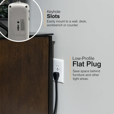 GE - Pro 7-Outlet/2-USB Surge Protector - Black