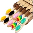thumbnail image 2 of GHSDFBB Kids Bamboo Toothbrush 10 Pack, Toothbrushes Set Premium Soft Bristles Manual Tooth Brushes Kit, Children's Vegan Natural Wooden Toothbrushes, Reusable and ECO Friendly Assorted Colo, 2 of 6