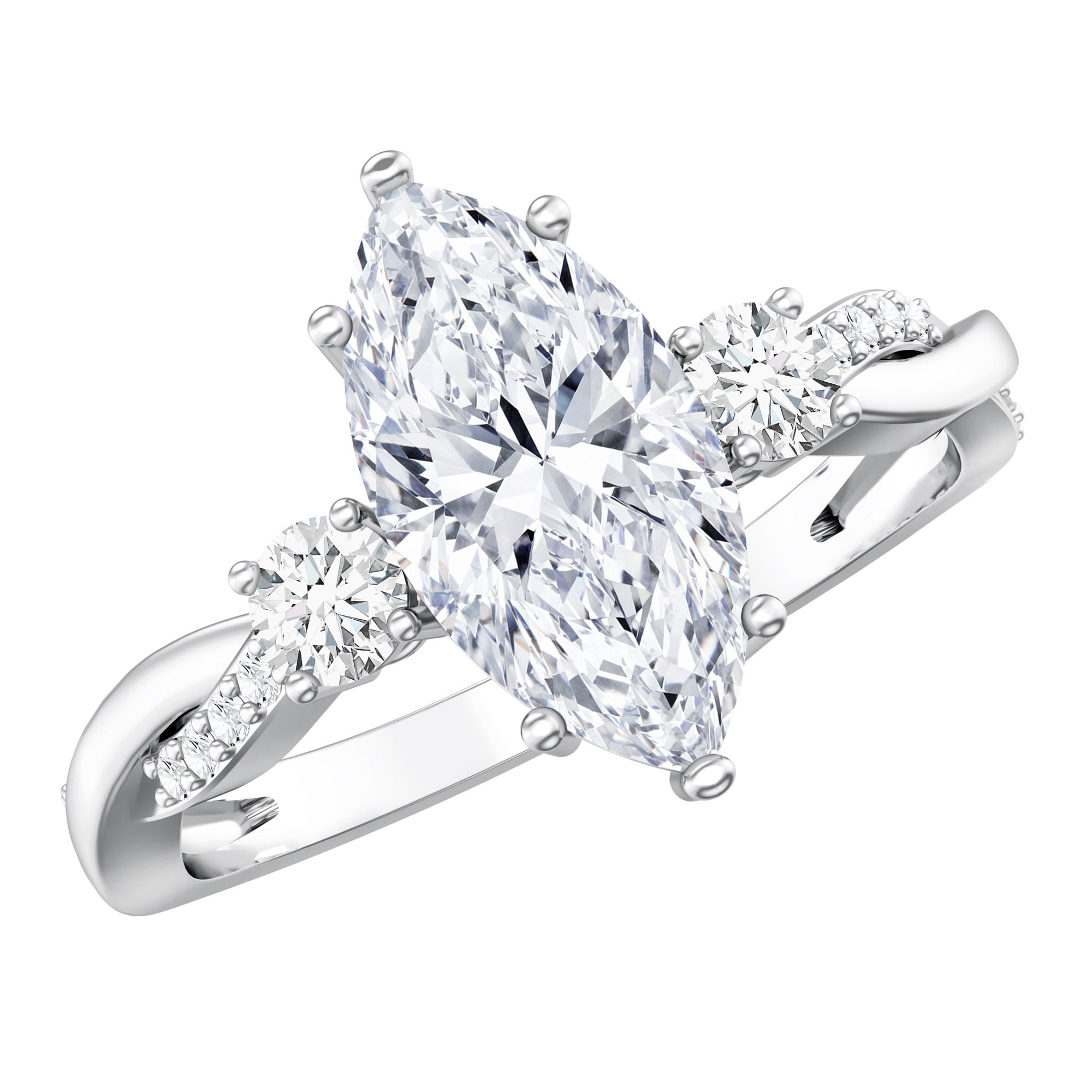 Rosec Jewels IGI Certified Lab Grown Diamond Marquise Engagement Ring for Women - 2 Ct - E-VS1 Quality - with Jewelry Box, 925 Sterling Silver, US 4.00