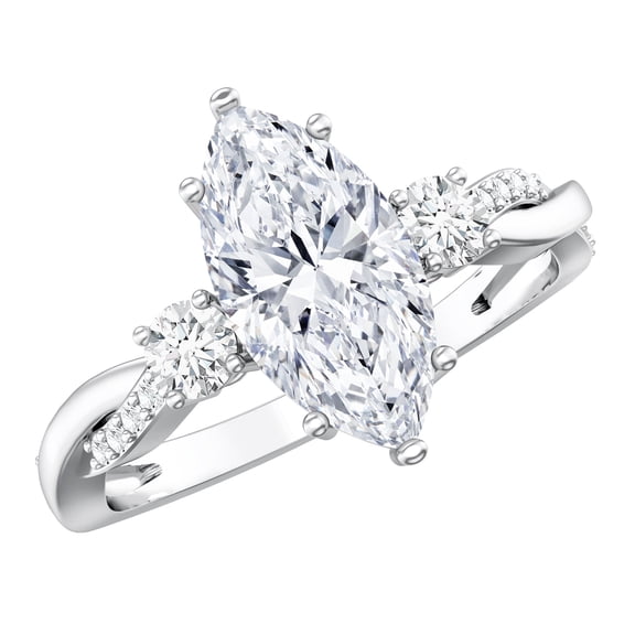 Rosec Jewels IGI Certified Lab Grown Diamond Marquise Engagement Ring for Women - 2 Ct - E-VS1 Quality - with Jewelry Box, 925 Sterling Silver, US 4.00