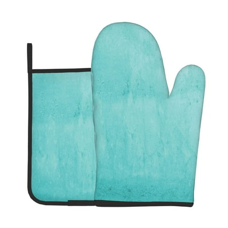 

KLL Blue And Turquoise Pattern Oven Mitts and Pot Holders 2pcs Sets for Kitchen Oven Mitt Heat Resistant 536°F Oven Gloves for Kitchen Cooking and Baking