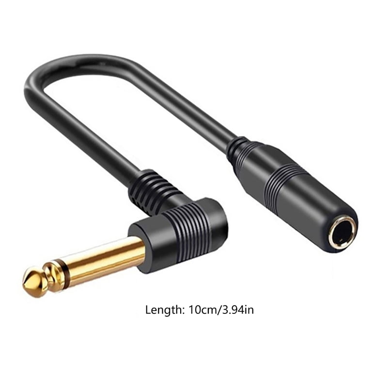 1/4" TRS Right Angle To TRS Male Balanced Cable – 6.35mm Stereo Interconnect, Black