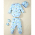 thumbnail image 6 of KIMI BEAR Newborn Baby Boys layette set 9-12 Months Romper Pants Set Hat 4-Pack Outfits Long Sleeves Top Gloves 16pcs Winter Clothes Baby Shower Gifts Blue, 6 of 10