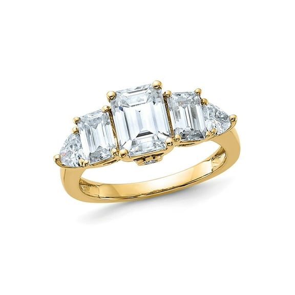1.90 Carat (Ctw) Synthetic Moissanite Emerald-Cut Engagement Ring in 14K Yellow Gold for Women