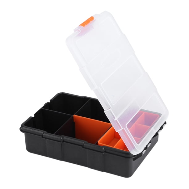 2 Piezas Caja de Almacenamiento de Herramientas de Plástico Ecomeon Caja de Herramientas de Tornillo de 2 Capas Color Negro + Naranja