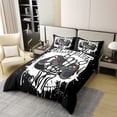 thumbnail image 3 of Skull Gamer Comforter Cover Tie Dye Duvet Cover Gamer Room Decor Sugar Skull Games Bedding Set Juvenile Hand Skeleton Gamepad Gaming Bed Sets Room Decor 3Pcs Queen Size Black, 3 of 7