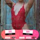 thumbnail image 2 of Lovito Set de Braguita Sexy Encaje Cuello V Pronunciado L12058 (Rojo / Blanco)pangjing, 2 of 3