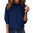 thumbnail image 2 of Sweaters for Women Knitted Crew Neck Long Sleeve Comfy Sweater Casual Trendy Dressy Wear Tops Outdoor Fall Pullover Royal Blue M, 2 of 6