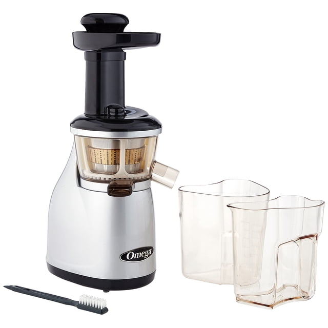 Exprimidor Omega VRT350 vertical de baja velocidad 80 RPM plateado