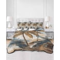 thumbnail image 3 of Navy Blue Brown Palm Tree Twin XL Size Down Alternative Comforter, Lightweight Comforter Quilt Bedding Set with Pillow Shams Tropical Leaves Vintage All Seasons Bed Comforter Duvet Insert 68"x98", 3 of 7