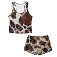thumbnail image 4 of Xoenoiee Brown Cow Print Girls Tankini Swimsuits Two Piece Swimwear Tween Tummy Control Bathing Suit with Shorts Plus Size Modest Tank Top, 8-9 Years, 4 of 7