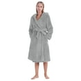 thumbnail image 2 of Plush Hooded Robes for Women Flannel Bathrobe, Mid-Length Fuzzy Wrap Robes Fleece Shawl Winter Warm Hooded Bathrobe Nightgown, Gray L, 2 of 9