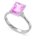 thumbnail image 2 of 2.50 Carat Emerald Cut Pink Sapphire Gemstone Sparkle Engagement Ring for Ladies Solid 18K White Gold Size 11 by Diamond Capitals, 2 of 8