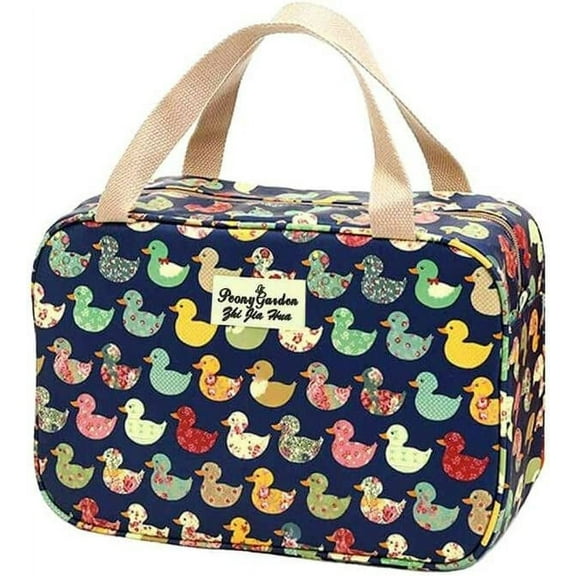 Makeup Bag Travel Organizer for Women Girls, Cute Cosmetic Bag, Water-Resistant Toiletry Bag Colorful Duck