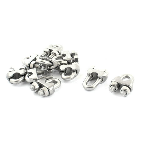 

10PCS Stainless Steel 1/4 6mm Wire Ropes Clip Cable Clamp Silver Tone