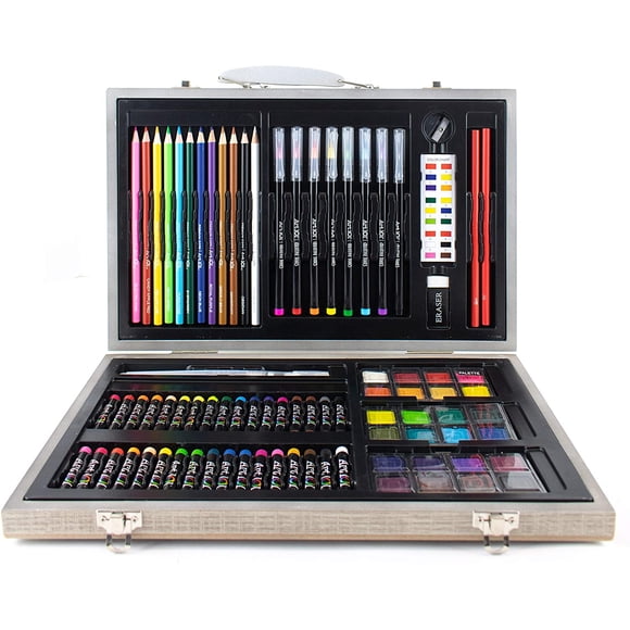 Conjunto de Colores para Arte Art 101 USA AUA43859853 Bolígrafo Acuarelas 88 Piezas en Estuche de Madera Gris Art 101 AUA43859853