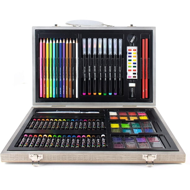 Conjunto de Colores para Arte Art 101 USA AUA43859853 Bolígrafo Acuarelas 88 Piezas en Estuche de Madera Gris Art 101 AUA43859853