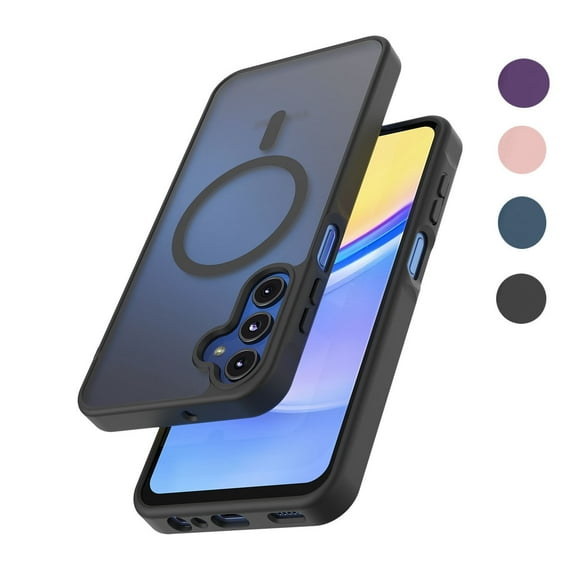 Galaxy A15 5G Case with Magnetic, 6.5" TPU Frosted Anti Slip Full Protective Case,Takfox Precision Cut Slim Magnetic Phone Case Cover, Strong Magnetic Suction Case for Samsung Galaxy A15 5G,Black