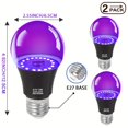 thumbnail image 1 of PEACNNG A19 LED Black Light Bulbs 12W UV Light Bulb Equivalent to 100W  E26 Medium Base  UVA Level 385-400nm  Perfect for Glow Parties  Halloween  No Battery Hard-Wired Indoor Switch Cont, 1 of 7