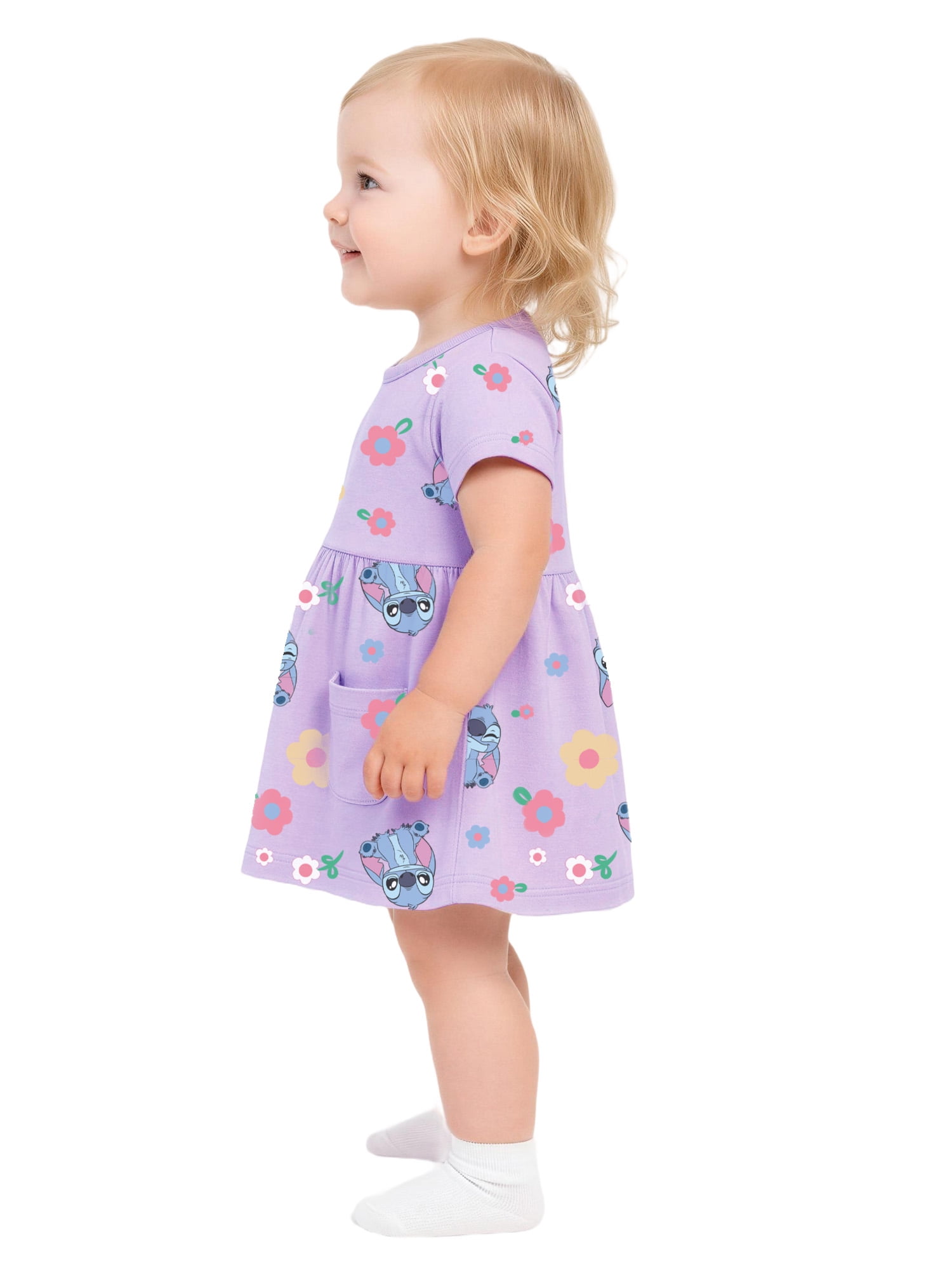 Stitch Baby Girl Viscose French Terry Dress and Panty Set, Sizes 0-24 Months