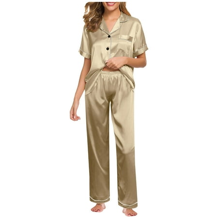 

Women s Pajamas Pajama Women Suit Trousers Sets Silk Nightwear Nightgown Short And Sleeved Set Underwear Lingerie Loose Robe Set Top Satin Women Body Stockings for Women Bulk Womens