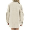 thumbnail image 4 of Vedolay Womens Coats Zip Front Baseball Bomber Jacket Long Sleeve Outerwear Beige,S, 4 of 5