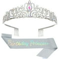 thumbnail image 2 of Yoyauz Women's Birthday Crown & Belt Queen Crystal Crown Rhinestone Hair Band Set Happy Party Decoration Accessories Girls Princess Gift Set, 2 of 5