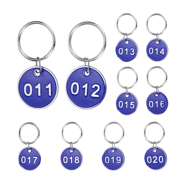 10PCS Number Tags 11-20, Number Key Tags Aluminum Numbered Tags Metal Key Tags Keychain with Key Rings for Organizer Field Sales Hangers Clothes Labels ID Tag, Blue