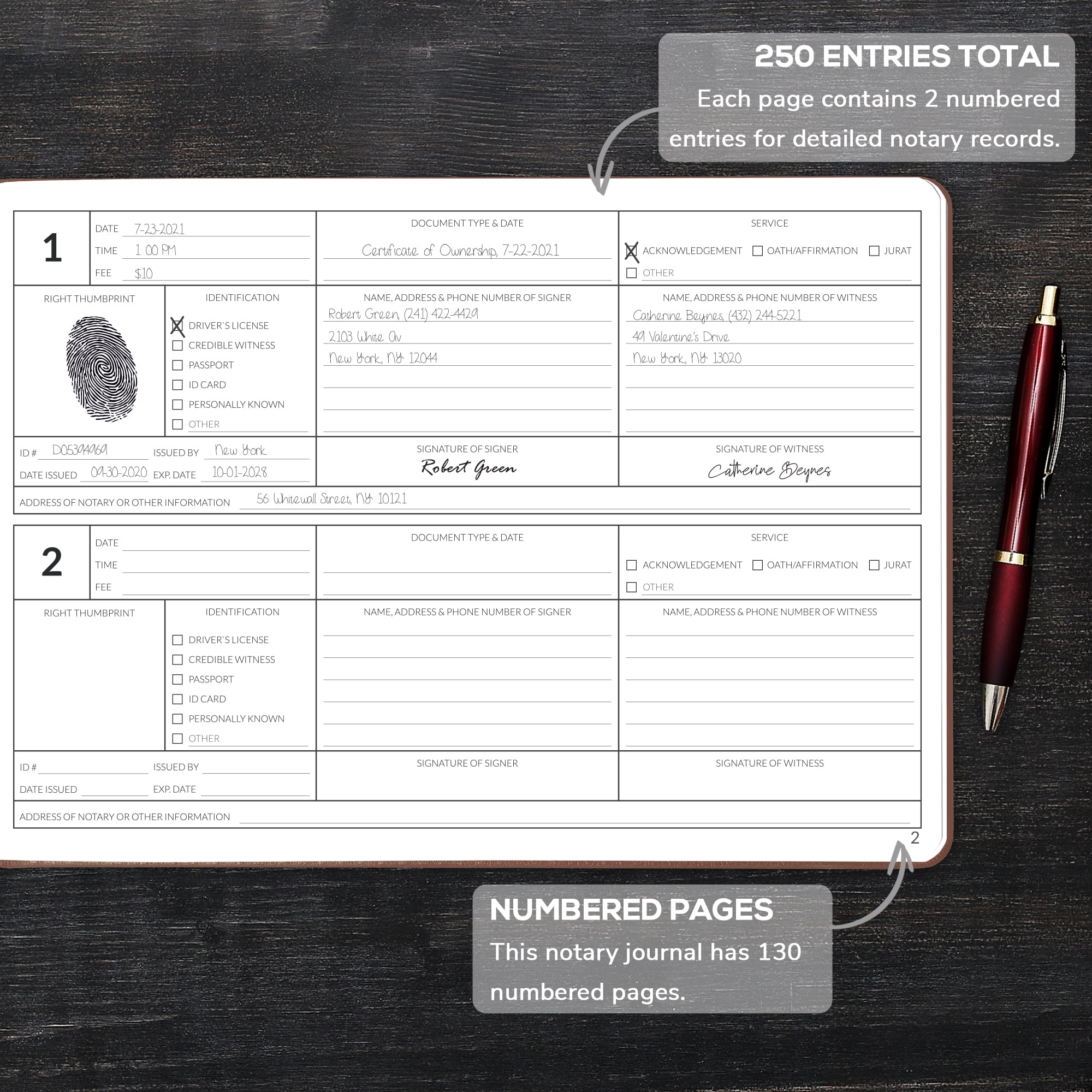 Skyline Official Notary Journal