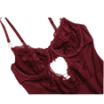 thumbnail image 5 of MINTREUS Lingerie for Women Sexy Rhinestone Heart Garter Underwire Floral Lace Mesh Sheer Babydoll Lingerie Teddy Bodysuit Skirt Set, 5 of 9